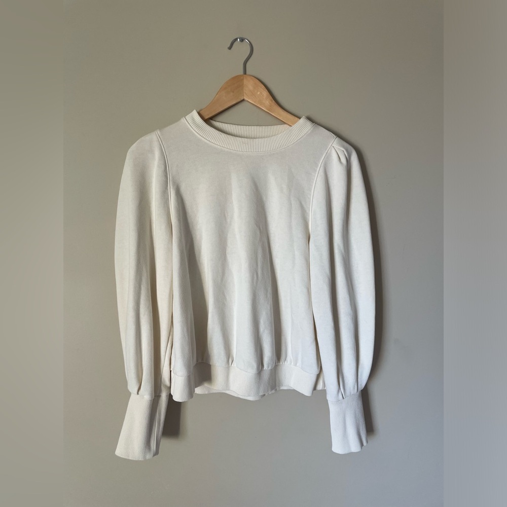 Banana Republic old money Cream Women's Sweatshirt ballon sleeve size S NWOT